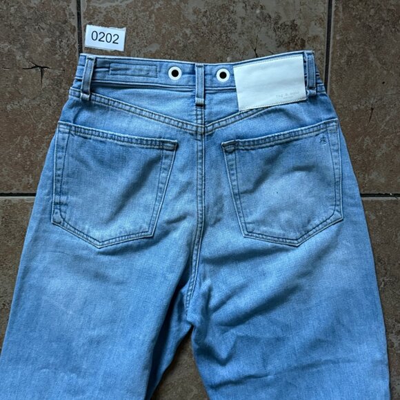 Rag & Bone Ruth Super High Rise Wide Leg Jeans Raw Hem Light Wash Size 25 - Picture 4 of 14